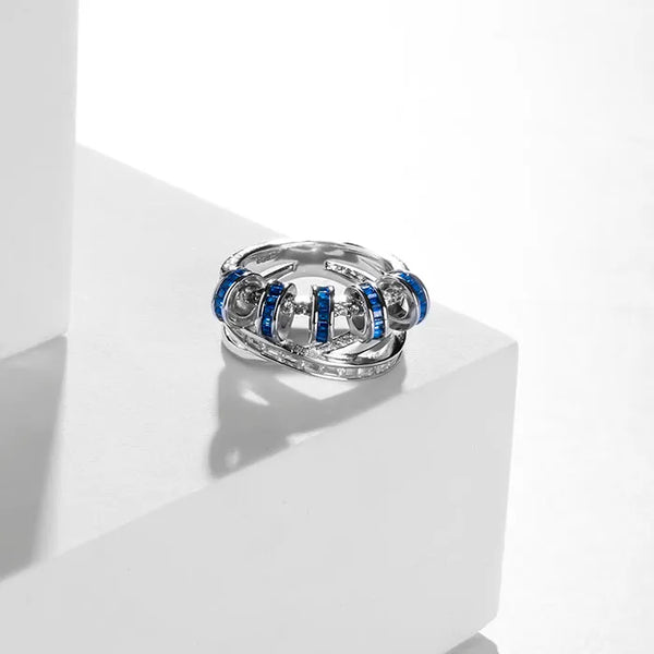 Cerulean Elegance Silver Ring - Touch925