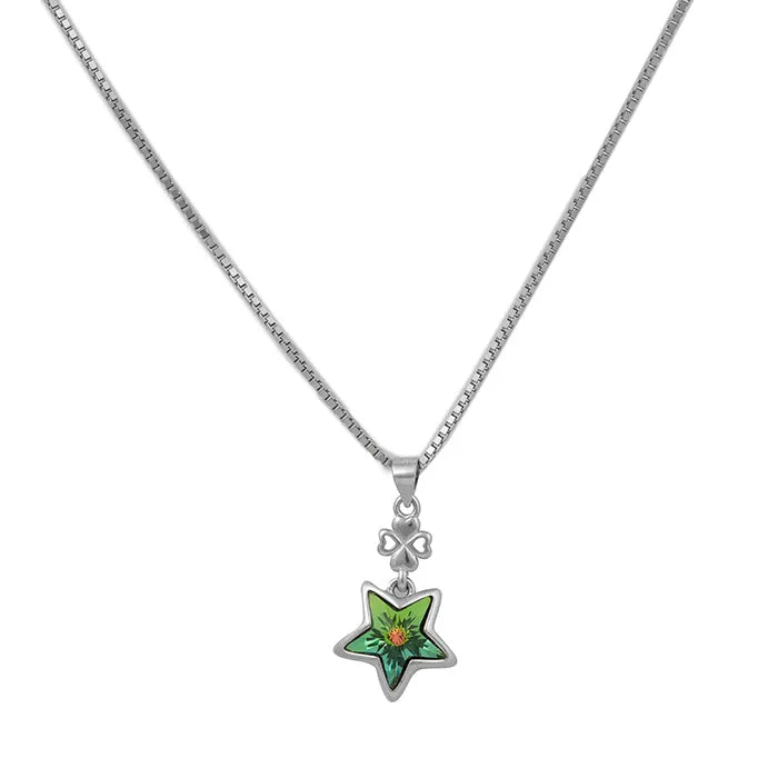 Green Starred Charm Chain Locket - Touch925