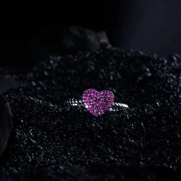 Royal Amethyst Heart Silver Ring - Touch925