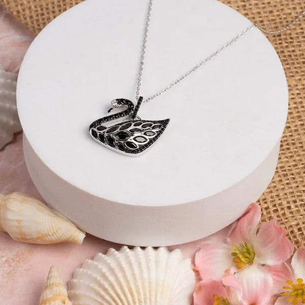 Intricate Silver Swan Chain Locket - Touch925