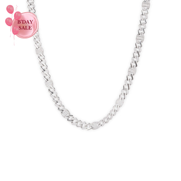 Square Elegance: Zircon Studded Chain - Touch925