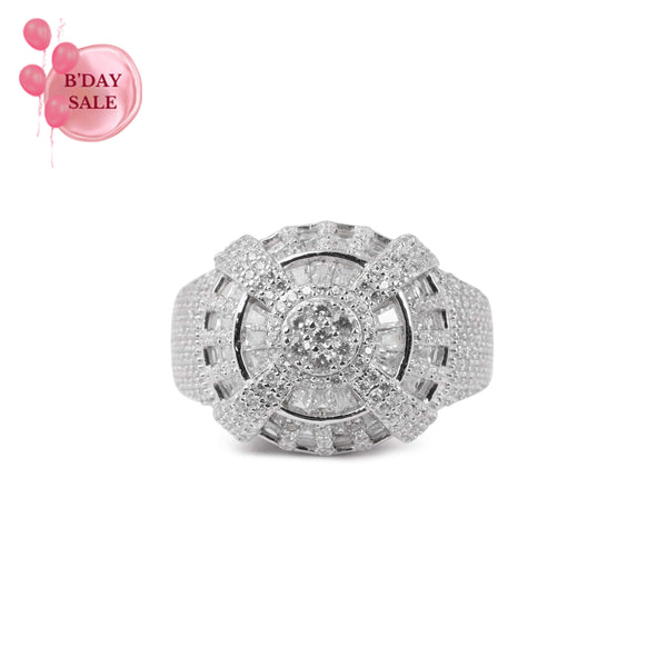 Frosty CZ Chunky Silver Ring - Touch925
