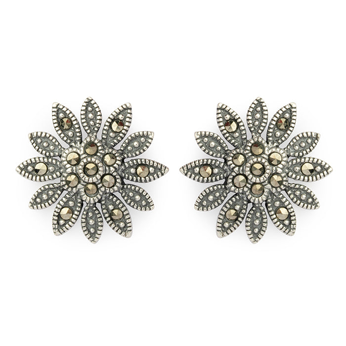 Oxidised Silver Bloom Stud - Touch925