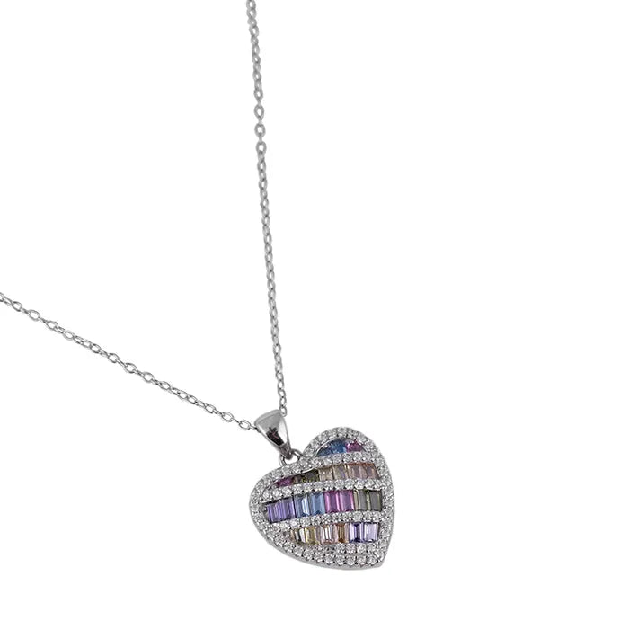 Multicoloured Heart Stunner Chain Locket - Touch925