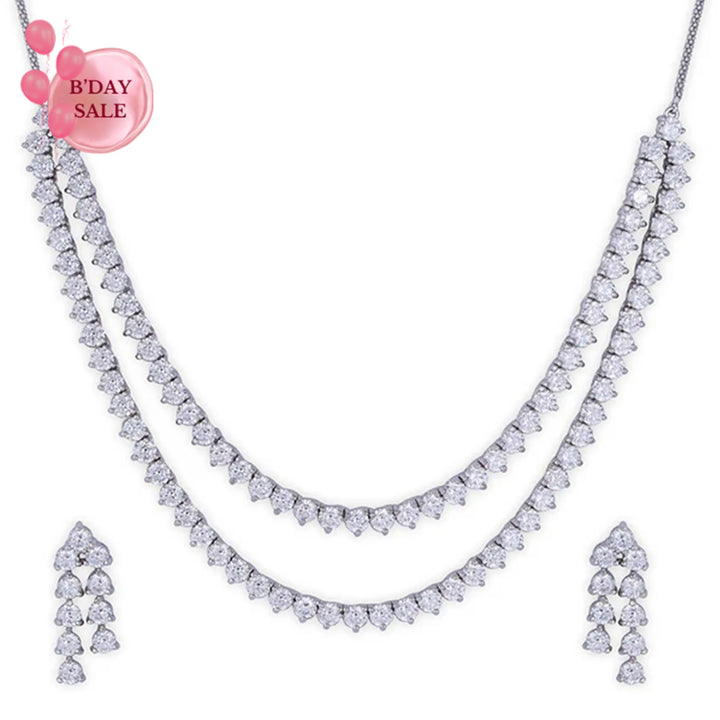 Double Layered Dazzling Necklace Set - Touch925