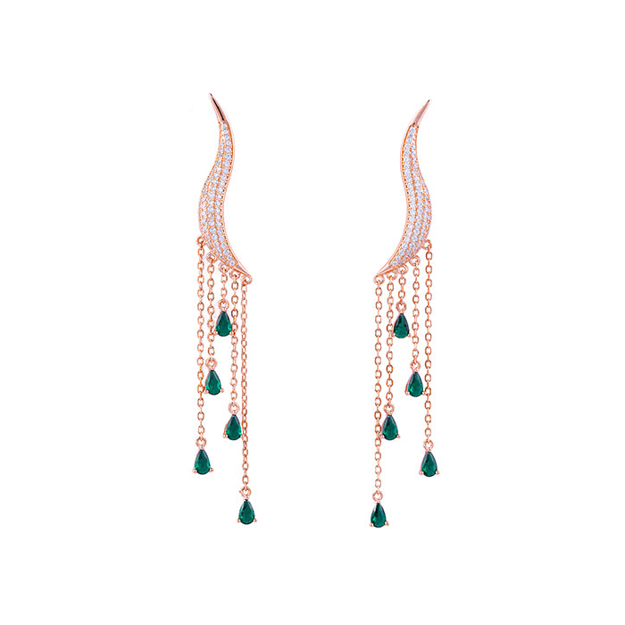 Rose Gold Curvy Dangle Earrings - Touch925