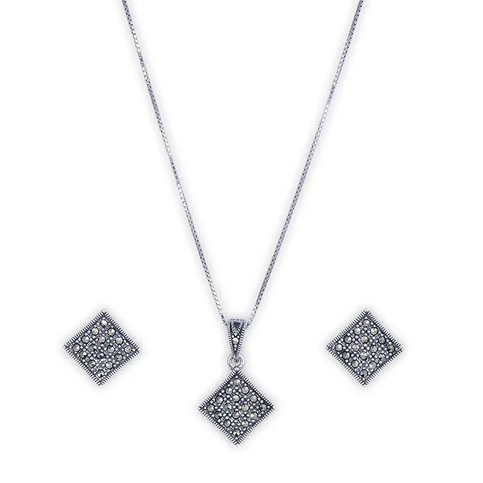 Square Sparkle Pendant Set - Touch925