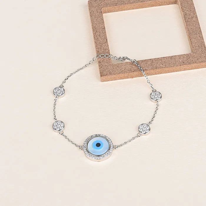 Evil Eye Circular Silver Bracelet - Touch925