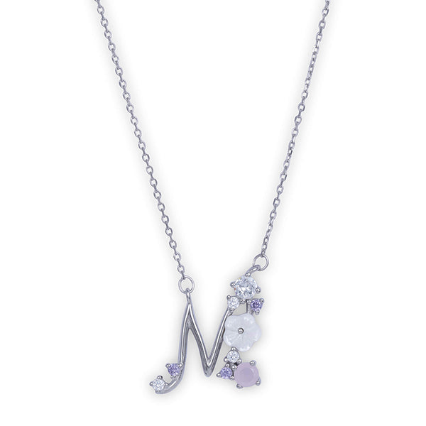 Floral 'M' Letter Chain Locket - Touch925