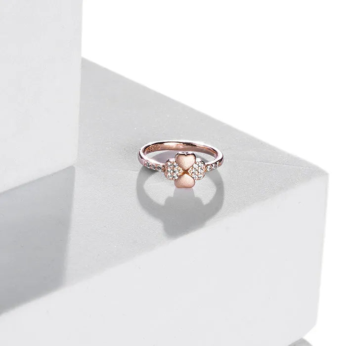 Rose Gold Hearts Connection Ring - Touch925