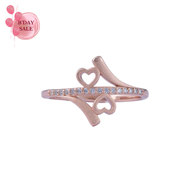 Double Heart Radiant Rose Gold Ring - Touch925