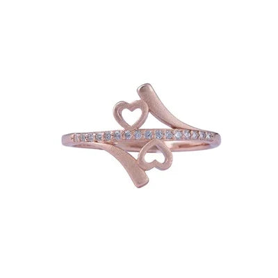 Double Heart Radiant Rose Gold Ring