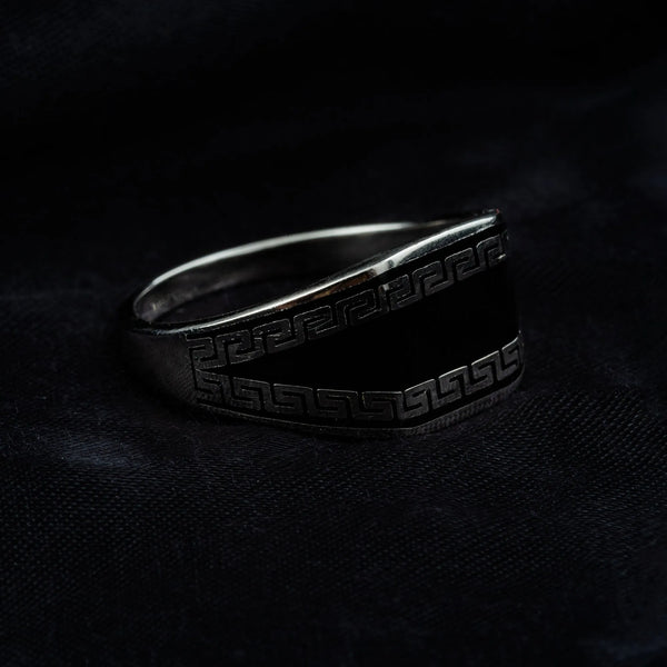 Gladiator Black Enamel Ring - Touch925