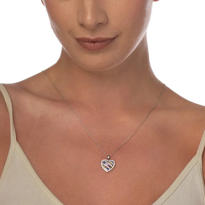 Multicoloured Heart Stunner Chain Locket - Touch925