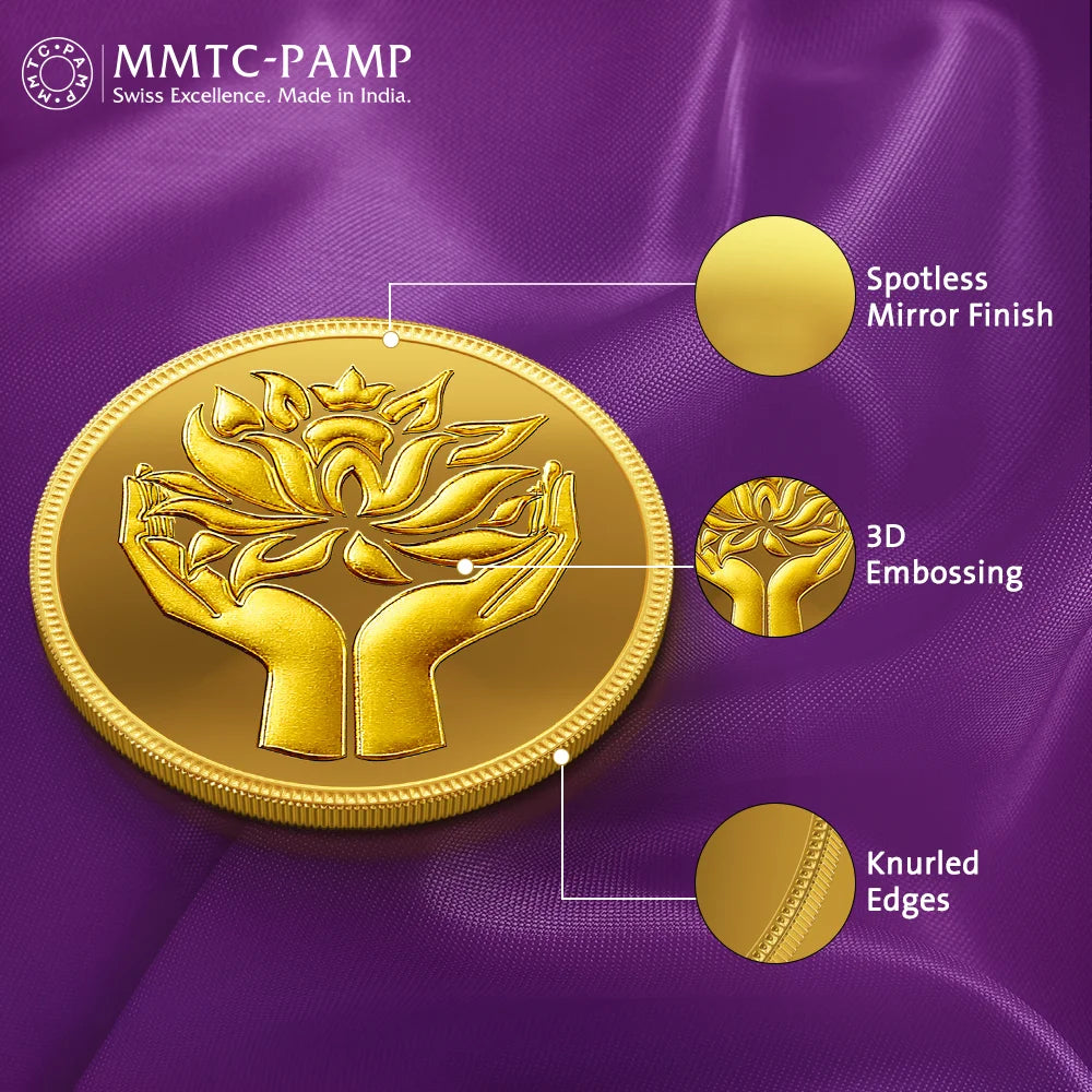 24K (999.9+) Purest 0.5 gm Lotus Gold Coin