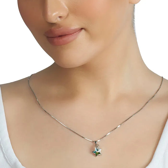 Green Starred Charm Chain Locket - Touch925