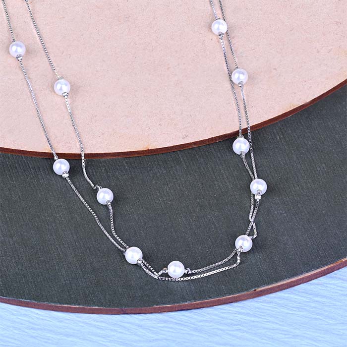 Double Delicate Pearl Necklace - Touch925