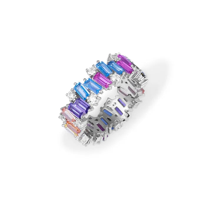 Vibrant Mosaic Silver Ring - Touch925