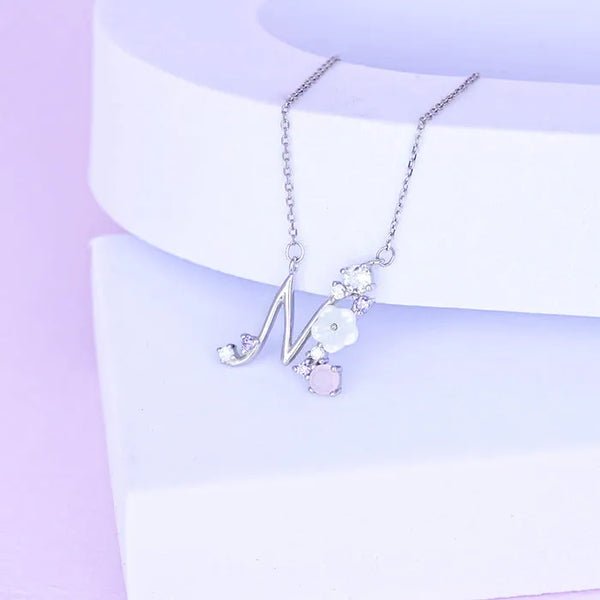 Floral 'M' Letter Chain Locket - Touch925