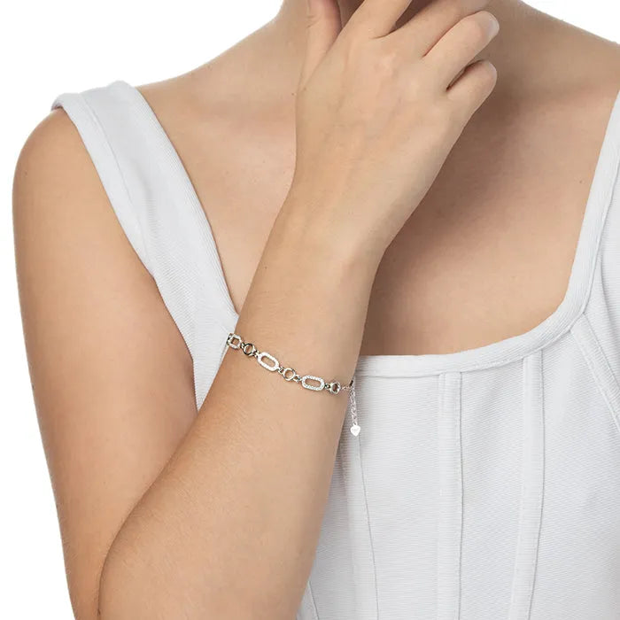 Shimmering Link CZ Silver Bracelet - Touch925