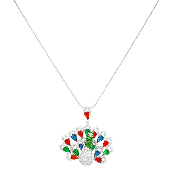 Dazzling Peacock Silver Chain Locket - Touch925