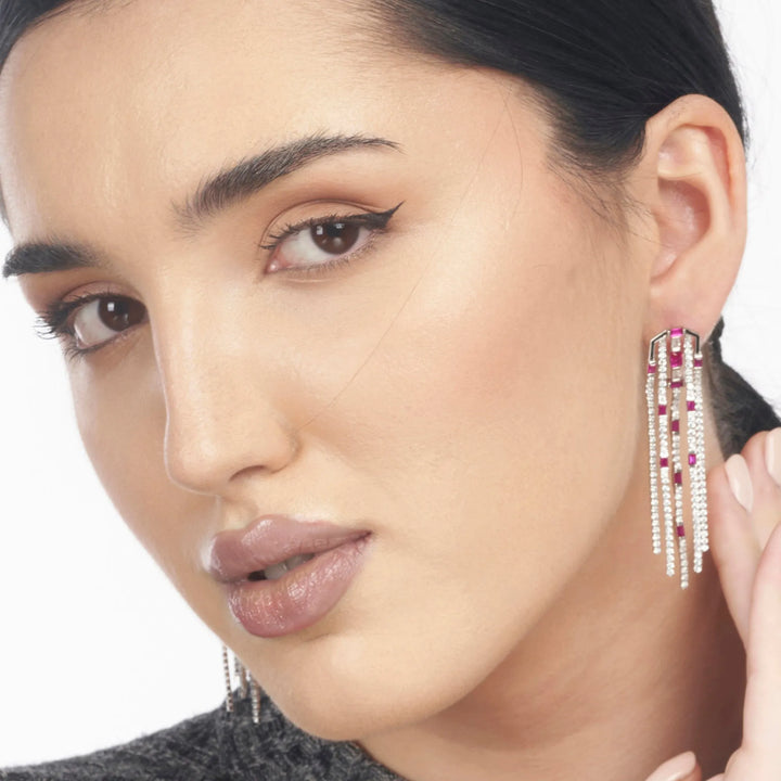 Enchanted Blush CZ Cascade Dangling Earrings - Touch925