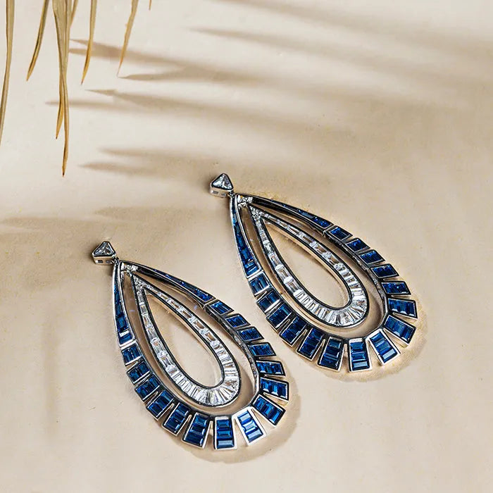 Double Layered Tear drop Dangle Earrings - Touch925