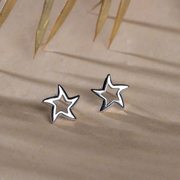 Solid Hollow Silver Star Tops - Touch925