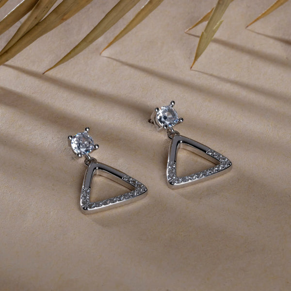 Triangular Line CZ Silver Studs - Touch925