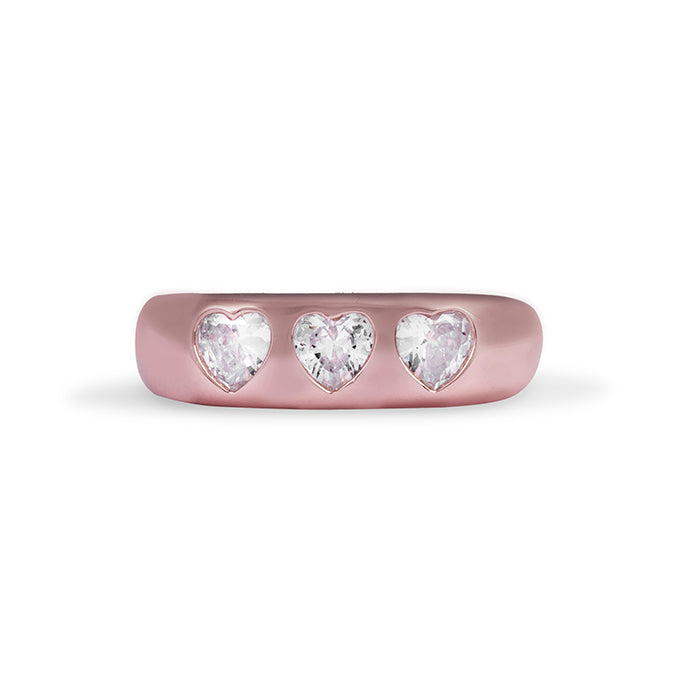 Rosy Heart Trio Ring - Touch925
