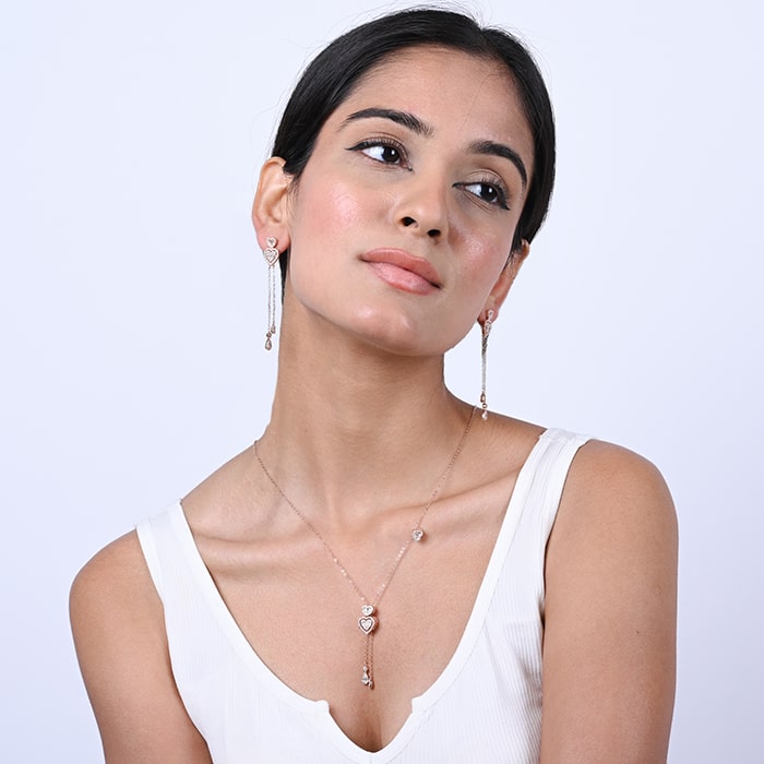 Graceful Heartstrings Silver Necklace Set - Touch925