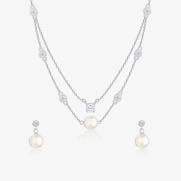 Double Layer Pearl Necklace Set