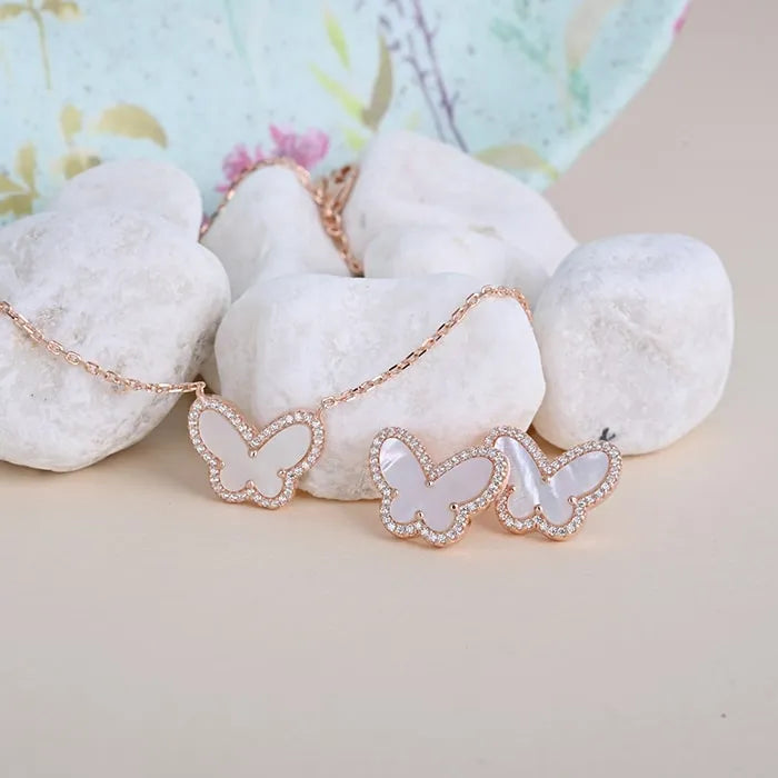 Rose Gold Butterfly Stone Set - Touch925