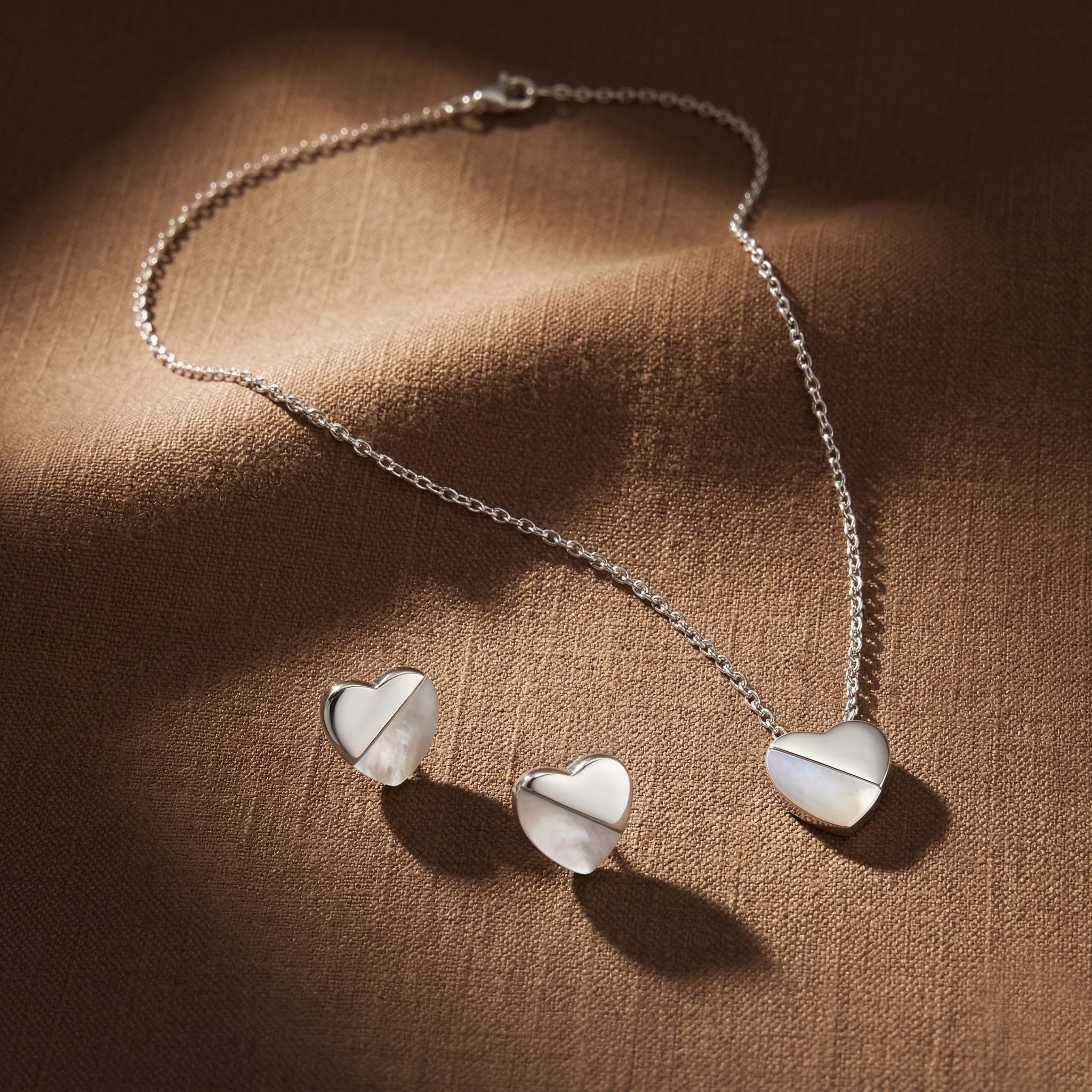 Duo-Tone Heart Necklace Set - Touch925 Silver Jewellery