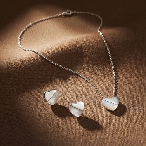 Duo-Tone Heart Necklace Set