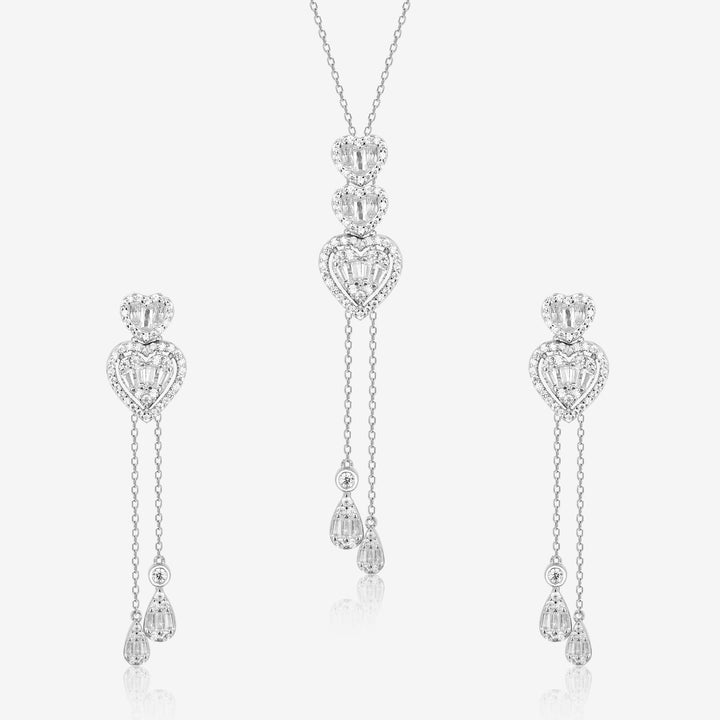 Graceful Heartstrings Silver Necklace Set - Touch925