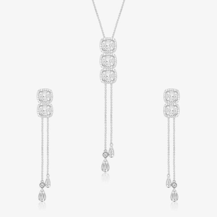 Radiant Cubic Cascade Necklace Set - Touch925