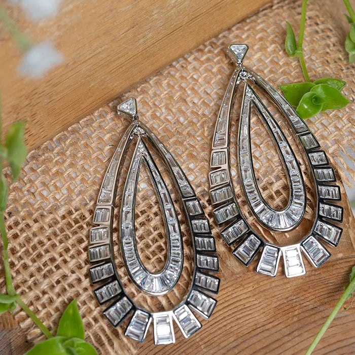 Double Layered Tear drop Dangle Earrings - Touch925