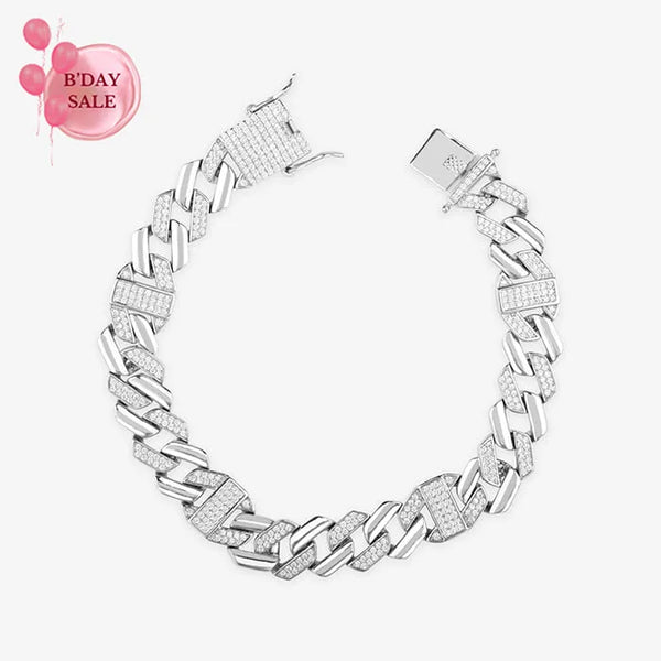 CZ Studded Silver Bracelet - Touch925