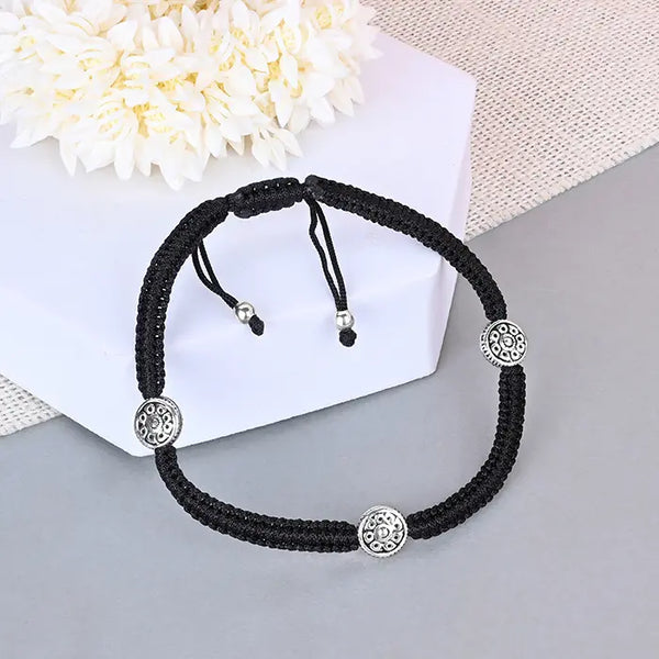 Round Charm Silver Thread Anklet