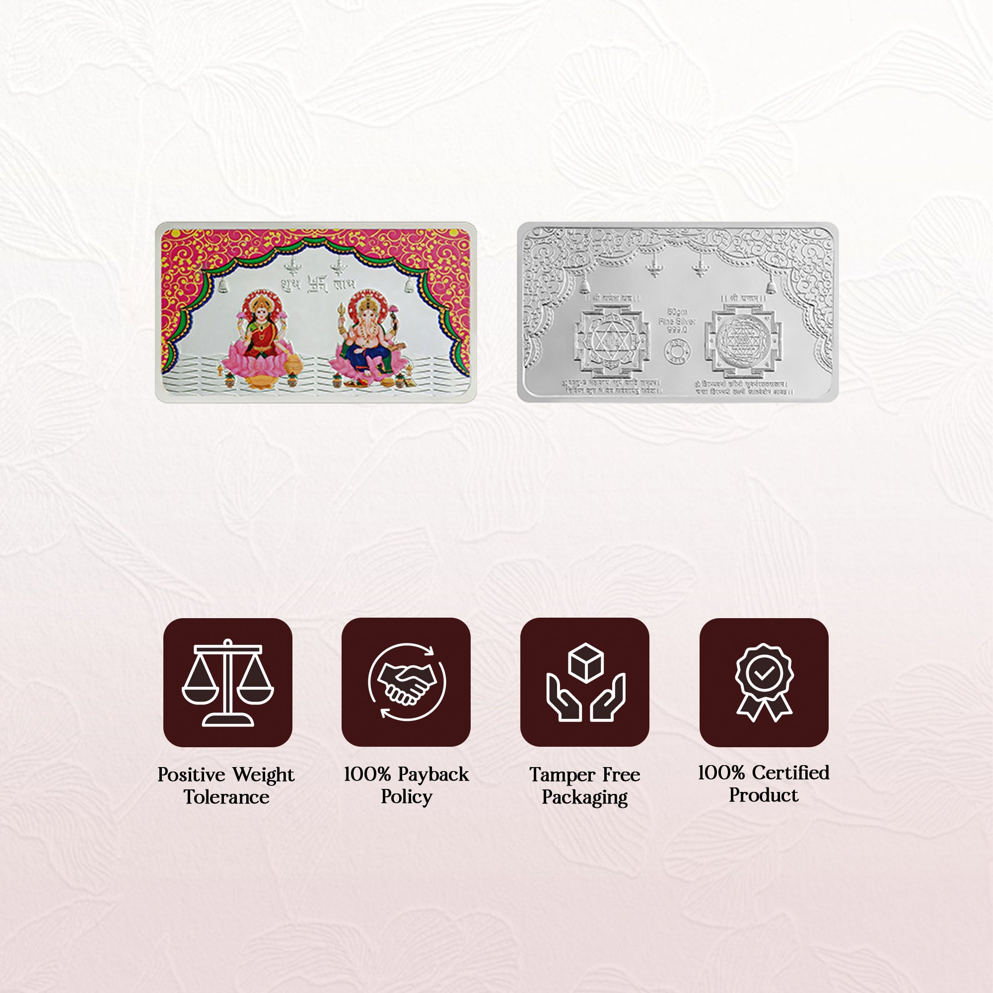 Pure 999 Silver 50g Lakshmi Ganesh Coin