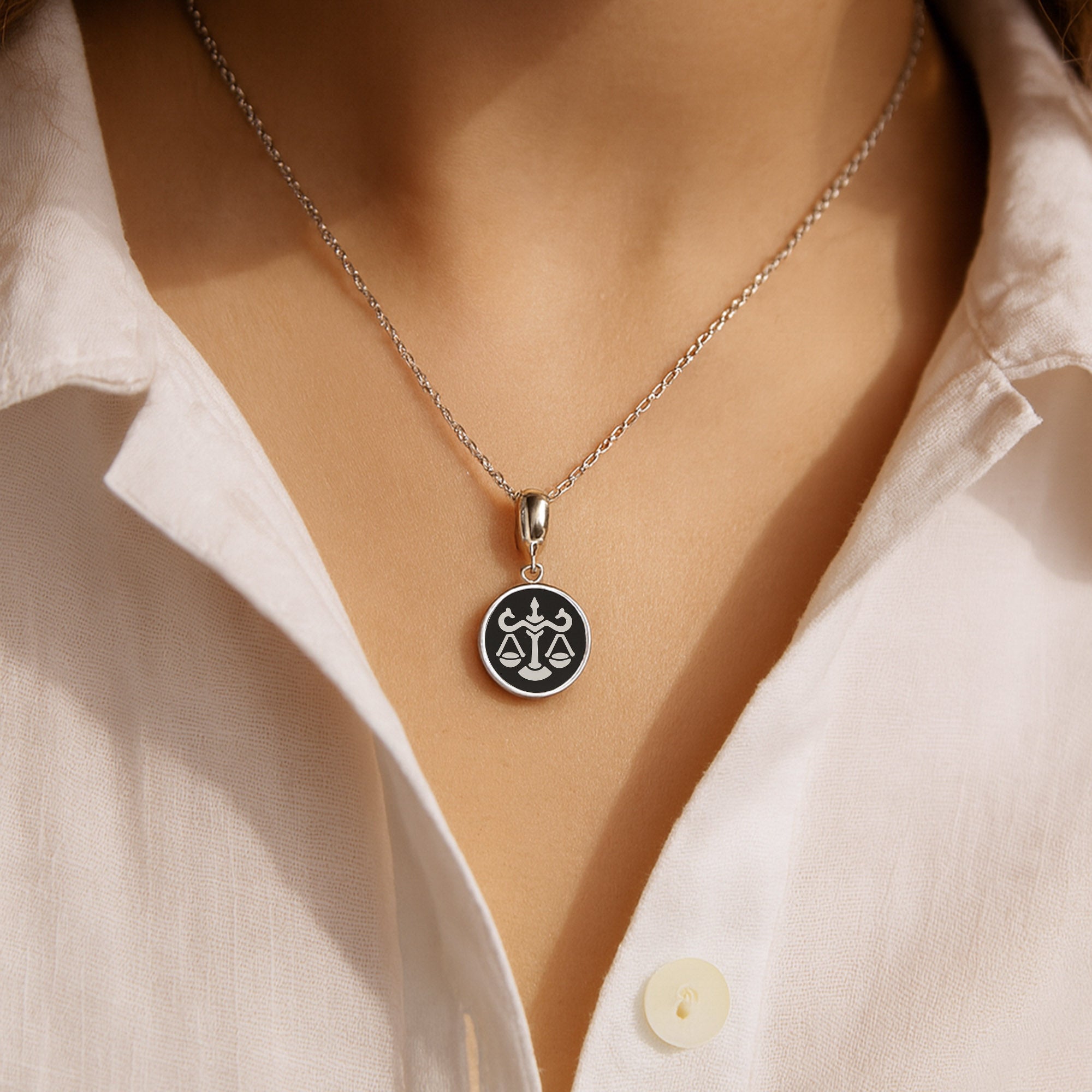 Libra Zodiac Silver pendant - Touch925 Silver Jewellery