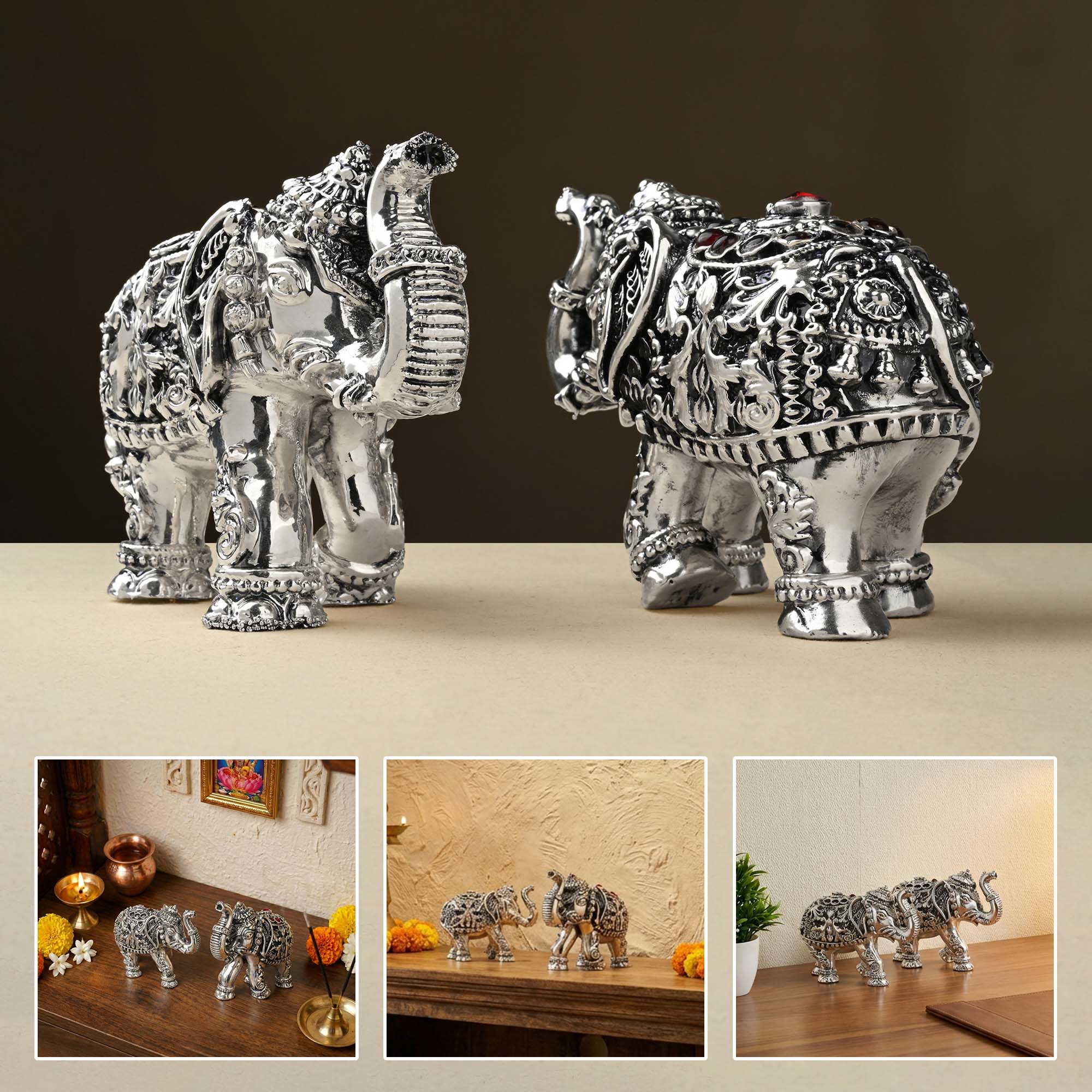 999 Silver Pair Elephant Gift Box