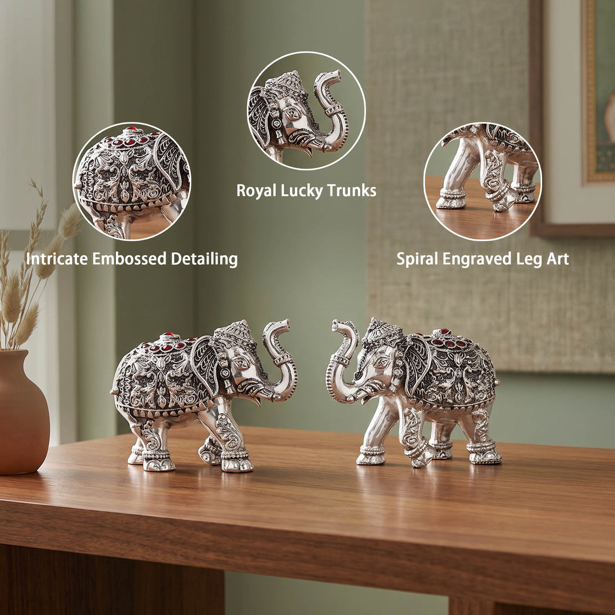 999 Silver Pair Elephant Gift Box