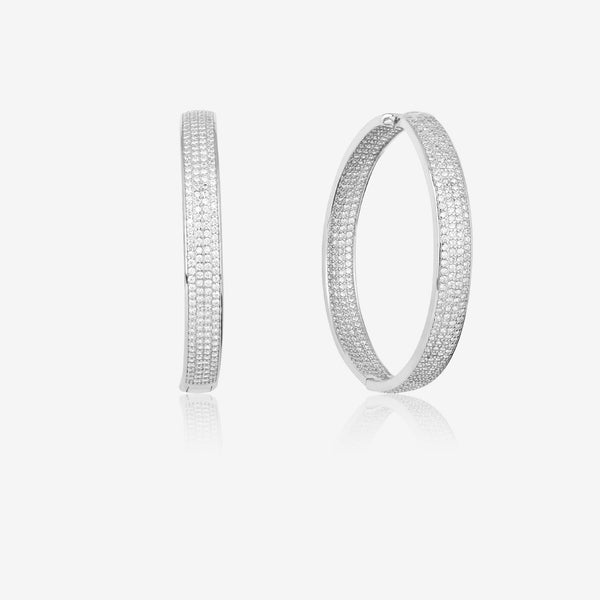 Chunky Silver CZ-Studded Hoops