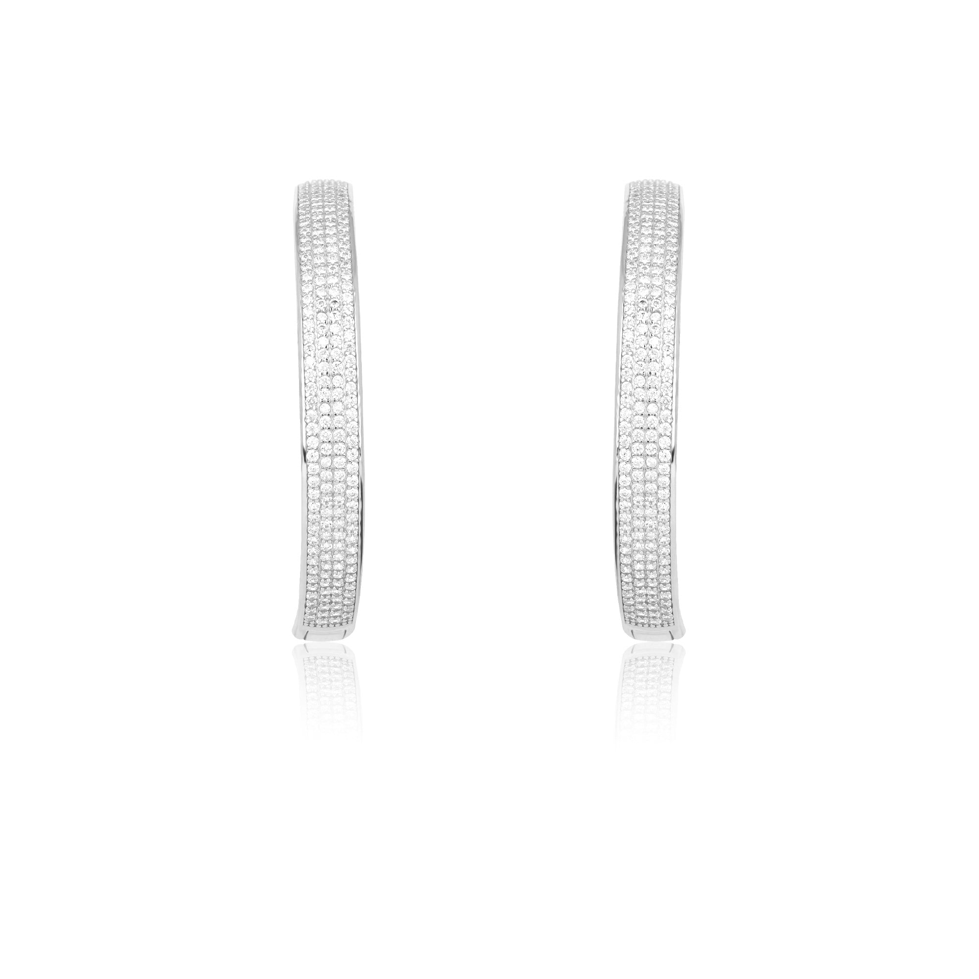 Chunky Silver CZ-Studded Hoops