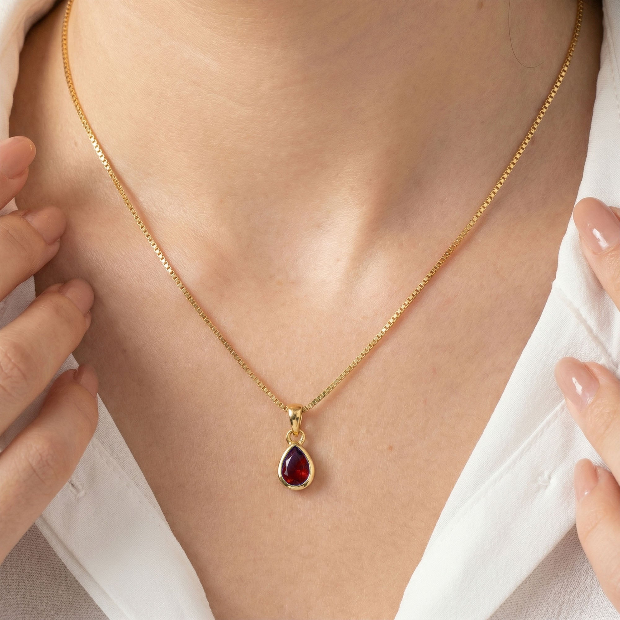 January Birthstone Silver Necklace