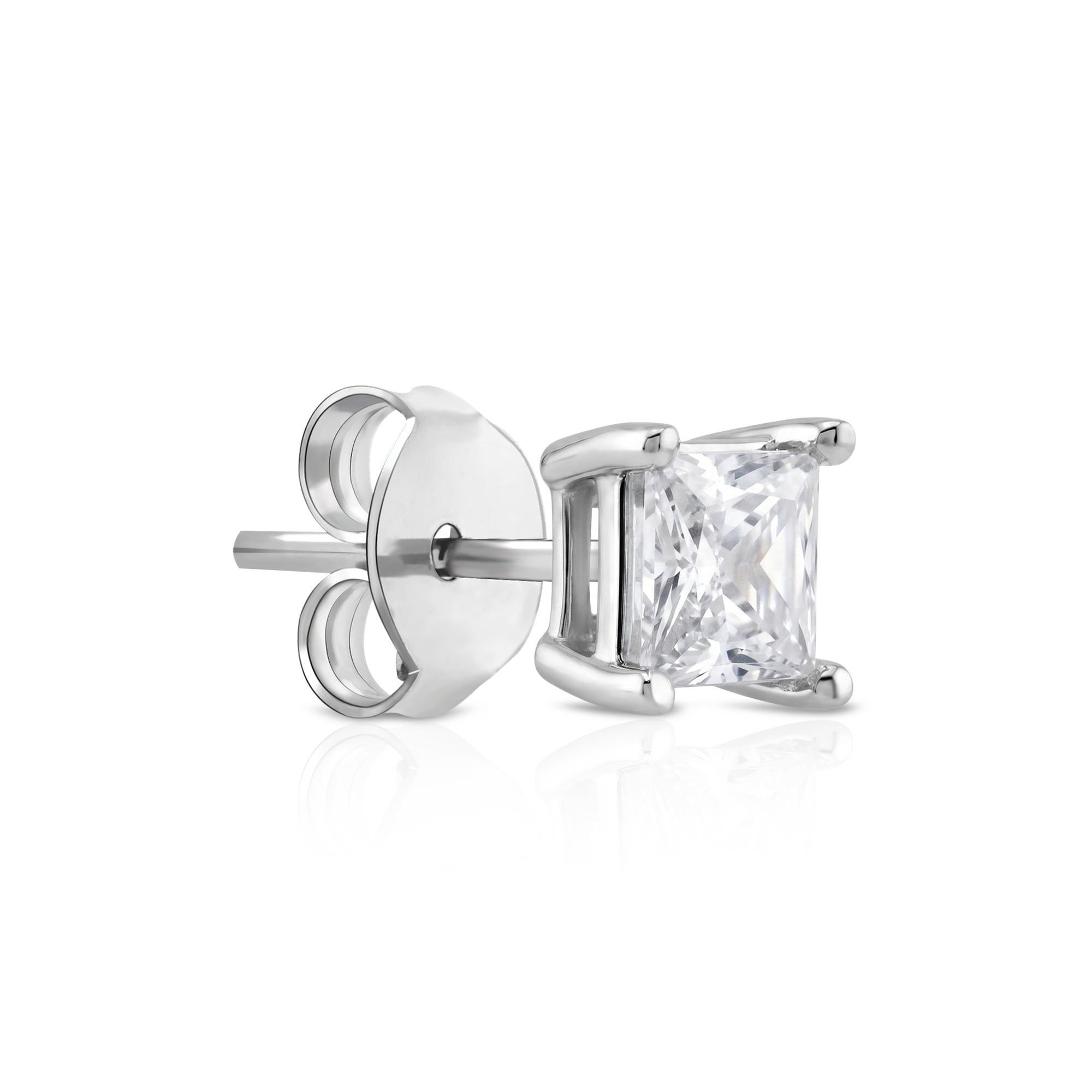 Silver Square Solitaire Stud