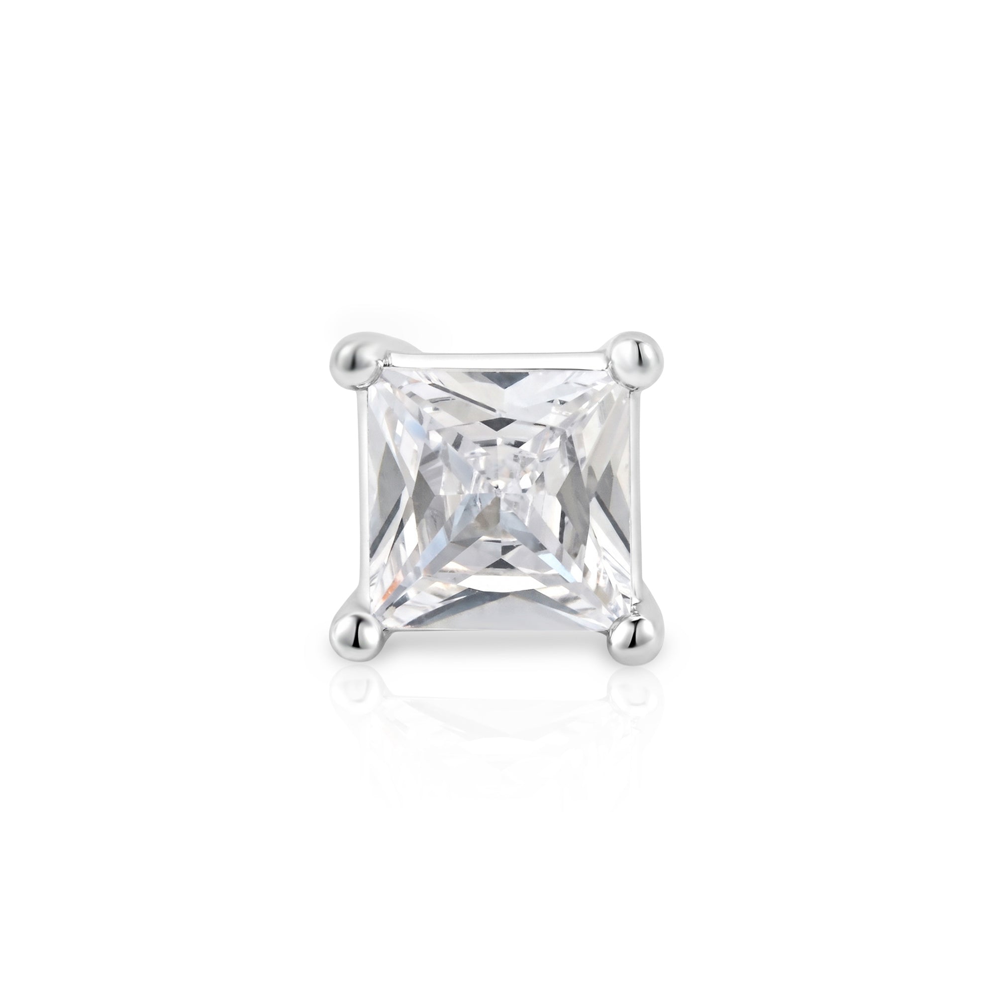 Silver Square Solitaire Stud