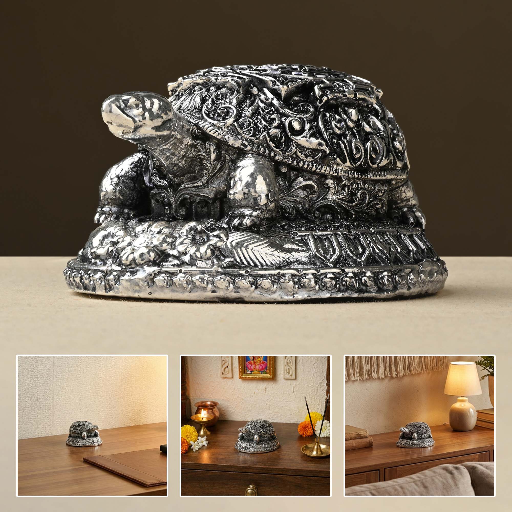 999 Silver Plated Tortoise Idol